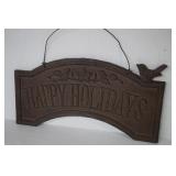 Cast Iron Happy Holidays Hanging Sign