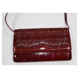 Gorgeous Red Eel Skin Hand Bag W/Optional Strap