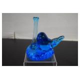 Blue Bird Of Happiness Art Glass Bud Vase