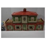 Antique Two Story Tin Doll House With Furniture