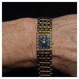 Seiko Gold Tone Band & Black Dial Quartz Watch