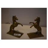 Two Solid Brass Horse Statues