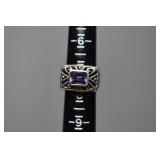 Sterling And Amethyst Ring Size 7.25