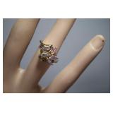 Sterling Silver Pink & Tourmaline Ring Sz.6