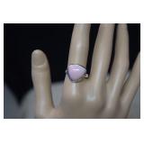 Sterling Austrailian Pink Opal Trillion Ring