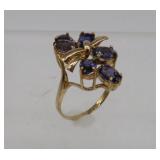 Cute Bowtie 10K Gold Iolite Ring - Size 6  - 3gr