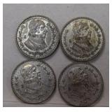 (4) Mexico Silver Peso 1960 to 1963