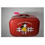 Red Child Sized Suitcase W/Going To Grandma