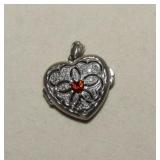 Sterling & Orange CZ Locket "I Heart U Mom" Charm