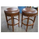 Two Swivel Top Stools With Nail Head Trim