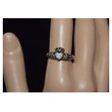 Sterling  Claddagh & Opal Ring