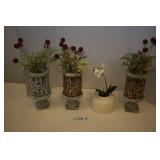 Four Pieces Faux Greenery in Vases