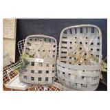 Pair of Large Lattice Wall Pockets