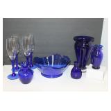 Assortment Of Cobalt Blue Glassware