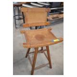 Wood and Leather Swivel Stool