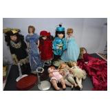 Collection of Porcelain Dolls & Stands