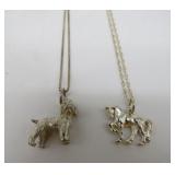 Two Nice Sterling Necklaces - Dog and Horse - NOTE