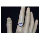 Sterling Amethyst Ring   Sz  8-1/4