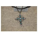 Sterling Chain & Turquoise Cross Pendant