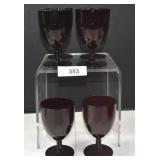 Six Ruby Red Stemware Glasses