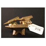 3 Mini Brass Anvils