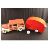 Wooden Car W/Trailer