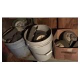 4 Buckets of Lawn Mower Wheels