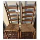 2 Ladder Back Chairs with Good Rush Seats