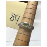 VTG STERLING SILVER RING W/SEA GREEN COLORED