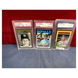 3 GRADED BASEBALL CARDS (2) SUNDBERG (1) HARGROVE