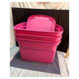 **3 PINK 20 GALLON STERILITE TOTES W/LIDS