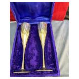 PAIR OF SILVER COLORED CHAMPAGNE FLUTES