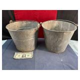 2 VINTAGE METAL PAILS