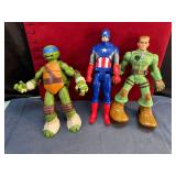 *3 ACTION FIGURES GI JOE, CAPT AMER & NINJA TURTLE