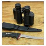 Binoculars and fillet knife