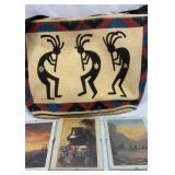 Native American style woven bag with art