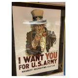 Uncle Sam Army recruiting poster framed