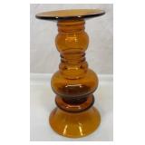 Vtg amber glass vase or candle holder