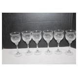 6 Vintage Crystal Wine Goblets 7"