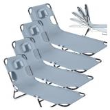 Menkxi 4 Pack Tanning Chair Sun Chair Folding Recl