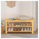 APRTAT 3-Tier Bamboo Shoe Rack Bench Long Shoe Sto