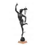 after Giambologna Large Painted Bronze of Mercury