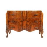 Austrian Carved Burlwood Three Drawer Commode