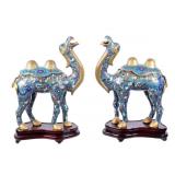 Pair Large Chinese Cloisonne Camel Censers