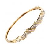 10k Gold and Diamond Hinged Bangle Bracelet