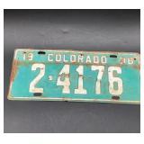 Old Antique 1938 Colorado Green License Plate