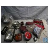 LOT OF AUTOMOTIVE/TRAILER LIGHTS AND WIRING