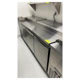 Motak 92 inch pizza prep table raised rail three