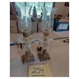 Pair of glass / crystal electric lamps