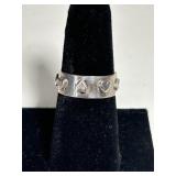 Sterling Raised Heart Band Ring 8.5